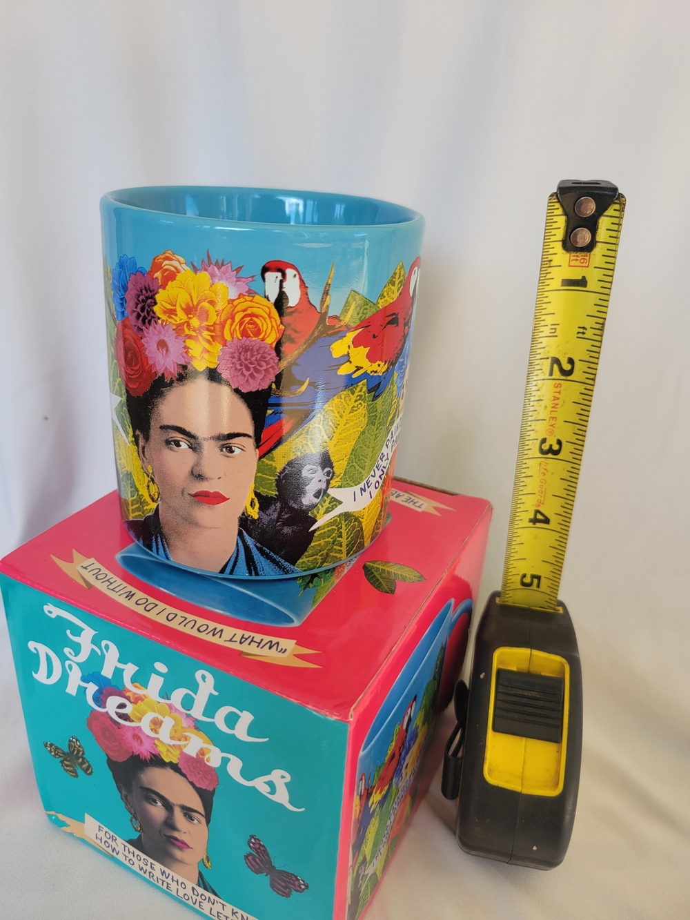 Frida Kahlo Floral Portrait Ceramic Mug - Bright Turquoise